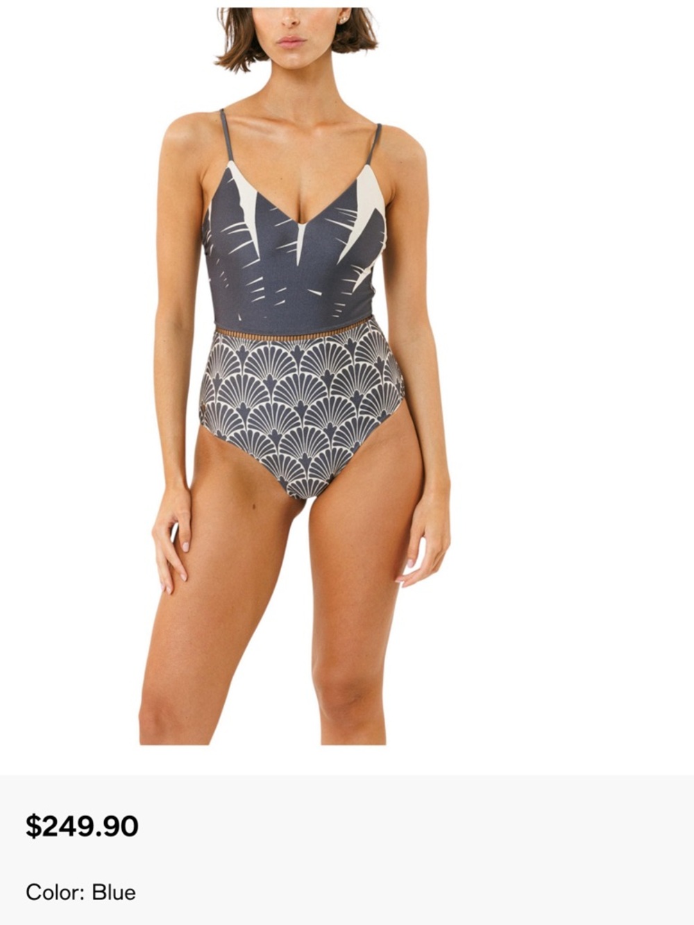 Women’s Blue Patterned One-Piece Swimsuit
